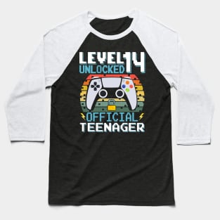 Level 14 Unlocked Official Teenager 14th Birthday Gamer Baseball T-Shirt